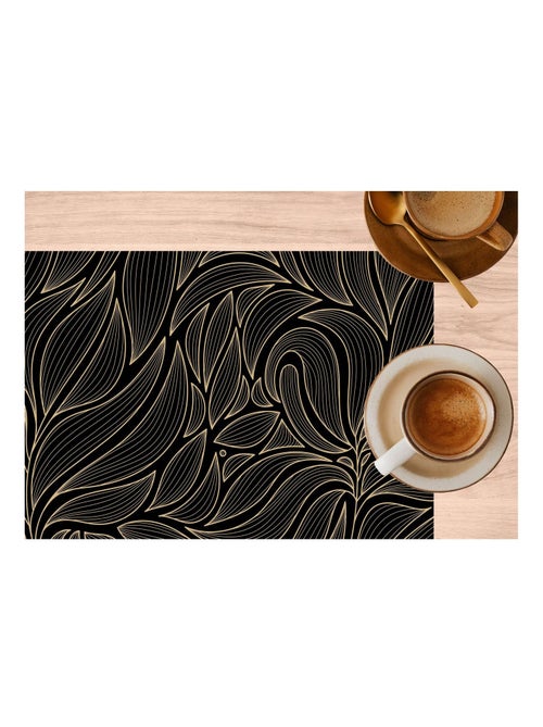 Lot de 2 sets de table motif feuillage avec encre métallique COSMO - 30 x 45 cm - Or et noir - Kiabi Lot de 2 sets de table motif feuillage avec encre métallique COSMO - 30 x 45 cm - Or et noir - Kiabi