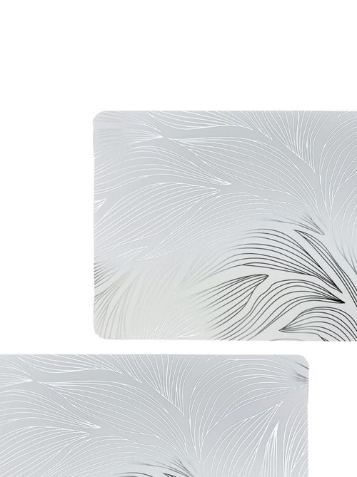 Lot de 2 sets de table motif feuillage avec encre métallique EDEN - 30 x 45 cm - Argent et blanc - Kiabi