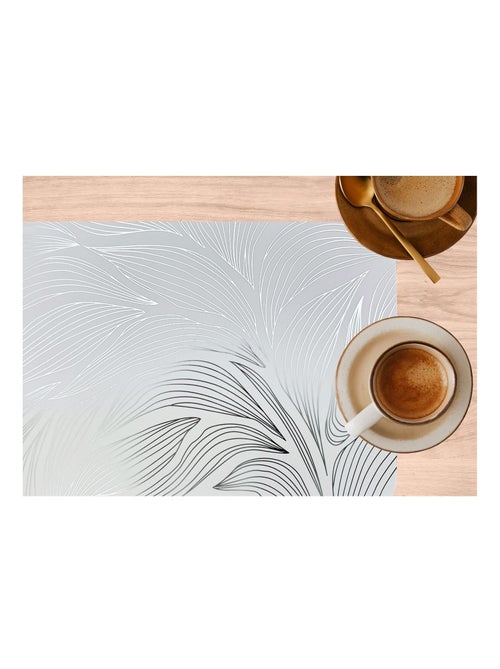 Lot de 2 sets de table motif feuillage avec encre métallique EDEN - 30 x 45 cm - Argent et blanc - Kiabi