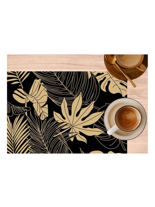 Lot de 2 sets de table motif feuillage avec encre métallique LYRA - 30 x 45 cm - Or et noir - Kiabi