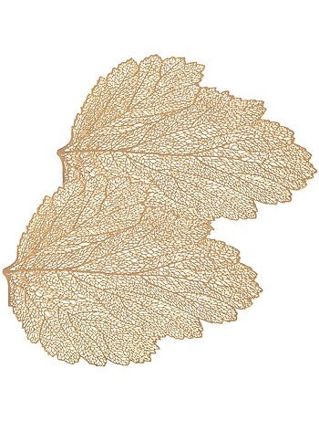 Lot de 2 sets de table motif feuille - 47 x 36 cm - Doré