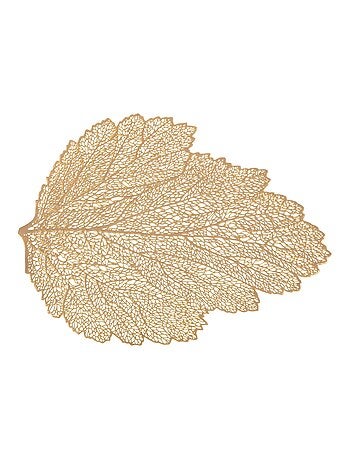 Lot de 2 sets de table motif feuille - 47 x 36 cm - Doré