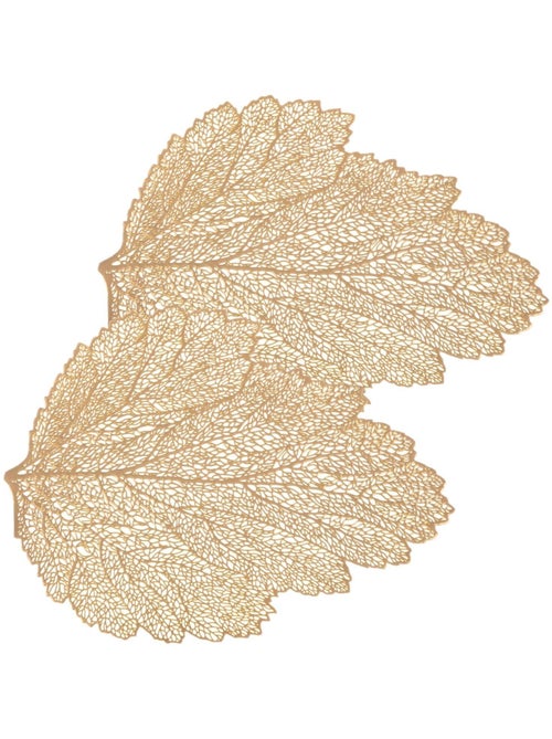 Lot de 2 sets de table motif feuille - 47 x 36 cm - Doré - Kiabi