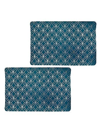 Lot de 2 sets de table motif géométrique avec encre métallique OTTO - 30 x 45 cm - Or et vert