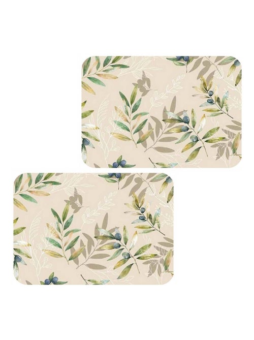 Lot de 2 sets de table motif provençal OLIBA - 28 x 43 cm - Beige et vert - Kiabi