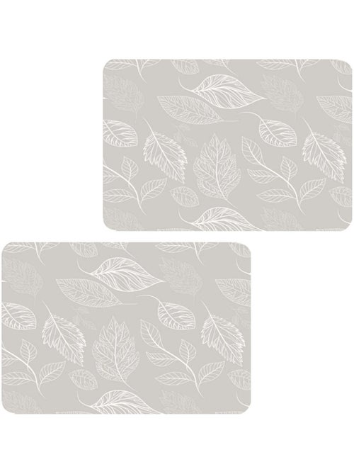 Lot de 2 sets de table motifs feuillage ROMIE - 28 x 43 cm - Beige et blanc - Kiabi
