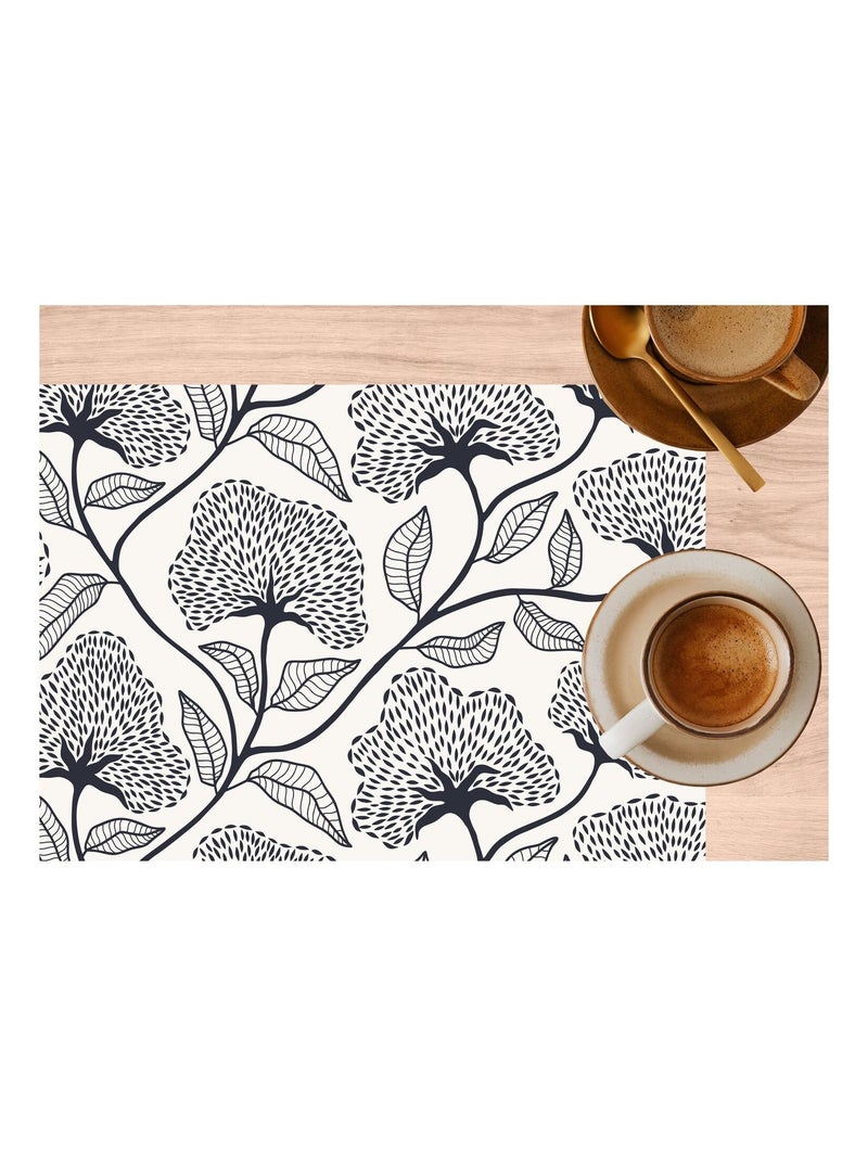 Lot de 2 sets de table motifs ginkgo CASSIA - 28 x 43 cm - Beige et noir Beige - Kiabi