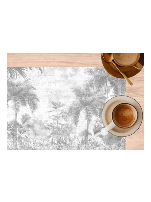 Lot de 2 sets de table motifs jungle SAGE - 28 x 43 cm - Gris et blanc - Kiabi Lot de 2 sets de table motifs jungle SAGE - 28 x 43 cm - Gris et blanc - Kiabi