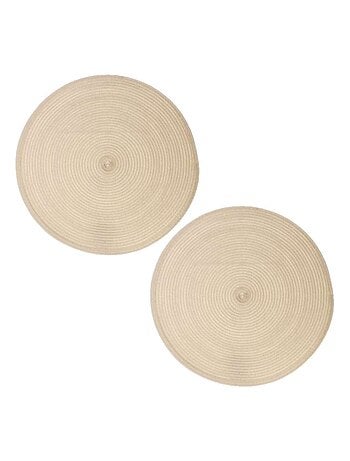 Lot de 2 sets de table Tressés Ronds - Diam. 38 cm - Noir