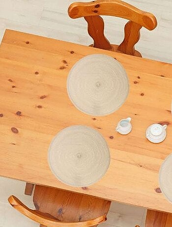 Lot de 2 sets de table Tressés Ronds - Diam. 38 cm - Noir