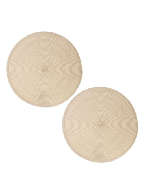 Lot de 2 sets de table Tressés Ronds - Diam. 38 cm - Noir - Kiabi
