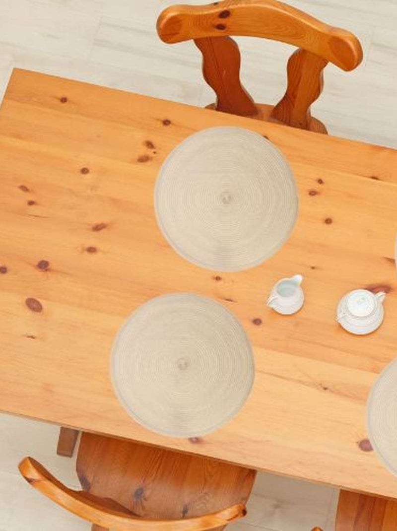 Lot de 2 sets de table Tressés Ronds - Diam. 38 cm - Noir Beige - Kiabi