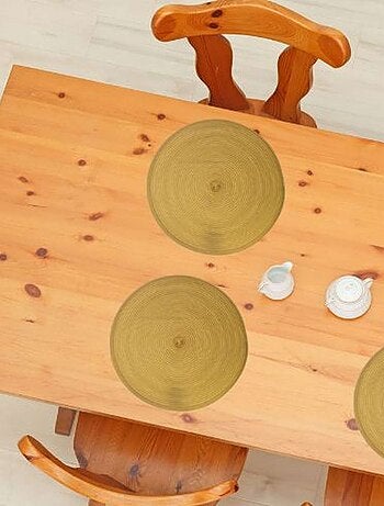 Lot de 2 sets de table Tressés Ronds - Diam. 38 cm - Noir
