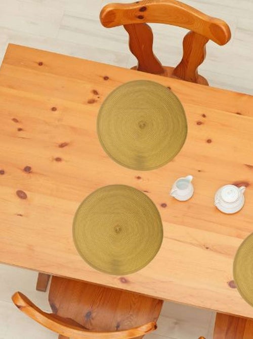 Lot de 2 sets de table Tressés Ronds - Diam. 38 cm - Noir - Kiabi