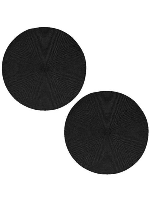 Lot de 2 sets de table Tressés Ronds - Diam. 38 cm - Noir - Kiabi