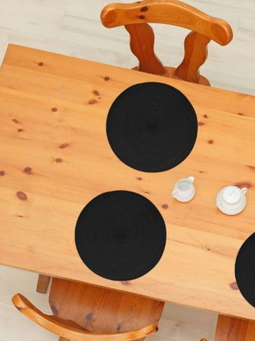 Lot de 2 sets de table Tressés Ronds - Diam. 38 cm - Noir - Kiabi