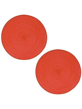 Lot de 2 sets de table Tressés Ronds - Diam. 38 cm - Noir
