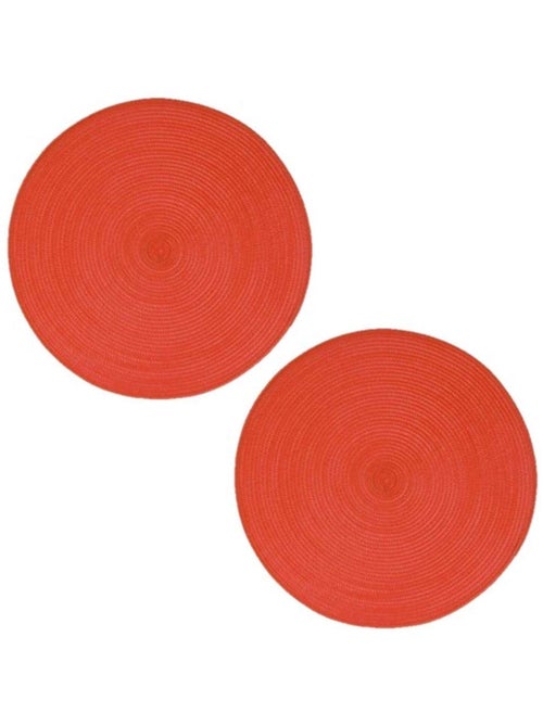 Lot de 2 sets de table Tressés Ronds - Diam. 38 cm - Noir - Kiabi