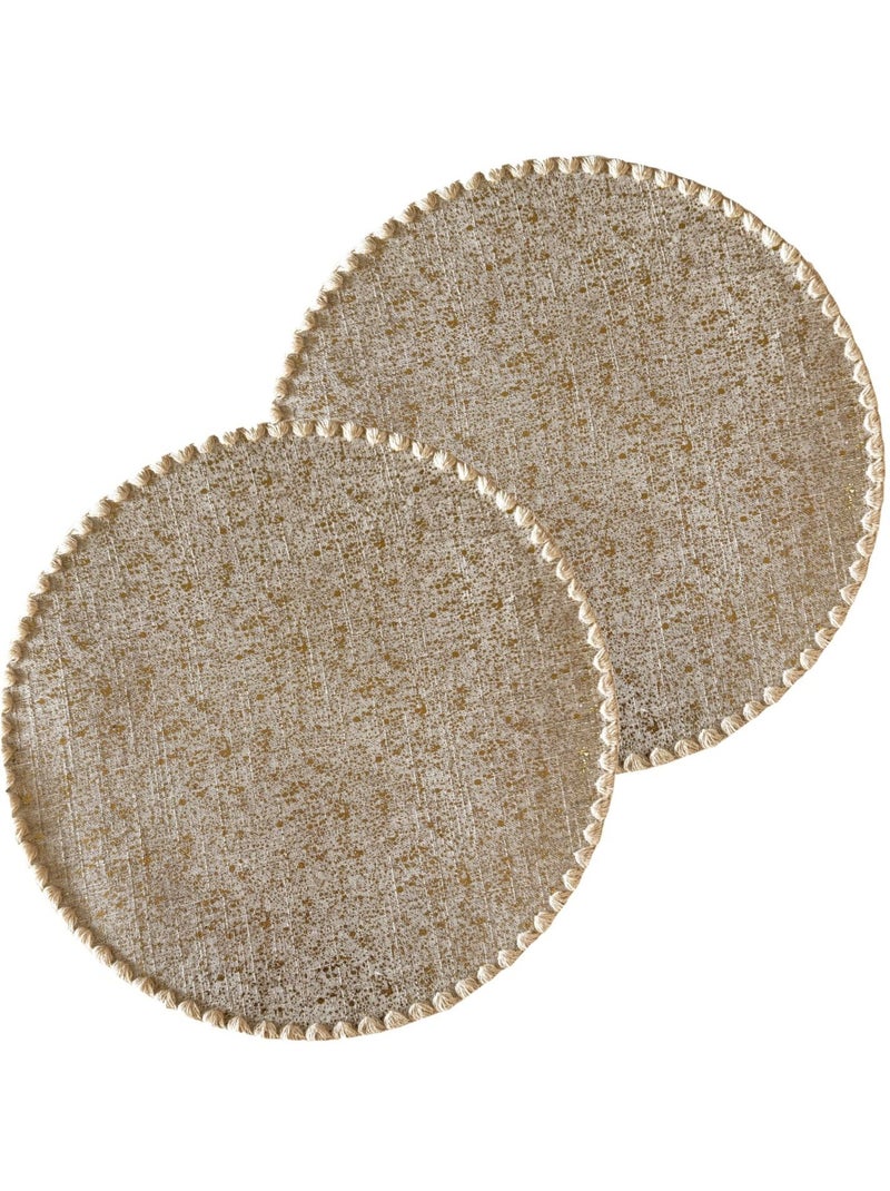 Lot de 2 sets de tables ronds en jute ALAGO Doré/or - Kiabi