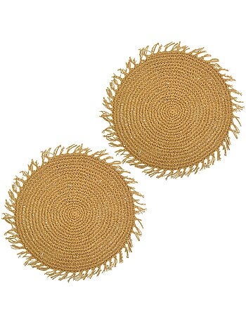 Lot de 2 sets de tables ronds en jute FILI
