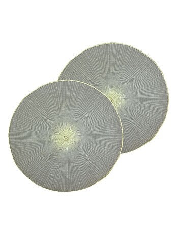 Lot de 2 sets de tables ronds en jute GREGE - Diam. 38 cm - Gris