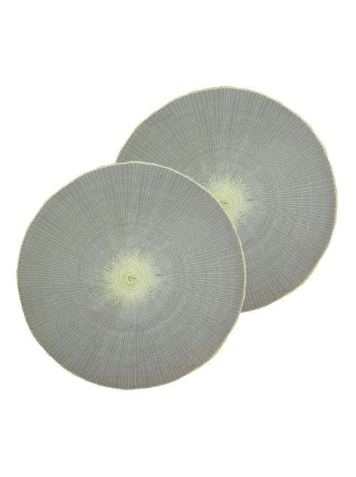 Lot de 2 sets de tables ronds en jute GREGE - Diam. 38 cm - Gris - Kiabi
