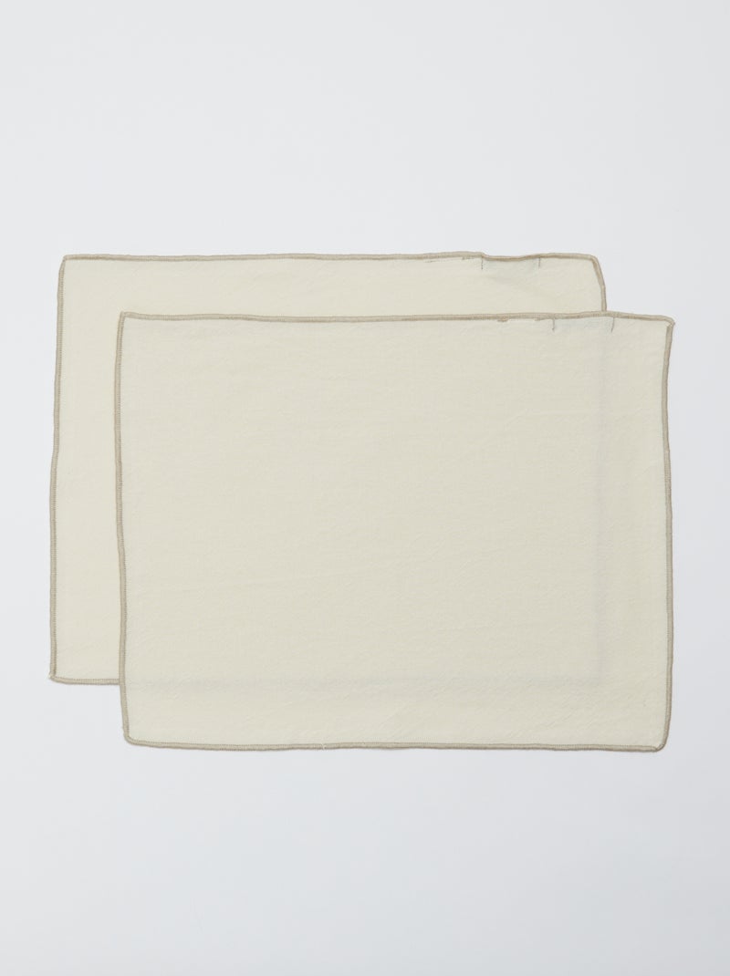 Lot de 2 sets de table/serviettes unis 2 en 1 32 x 40 cm - Kiabi Home Blanc - Kiabi