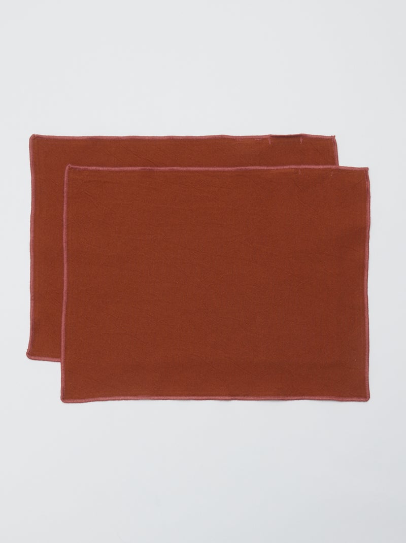 Lot de 2 sets de table/serviettes unis 2 en 1 32 x 40 cm - Kiabi Home Marron - Kiabi