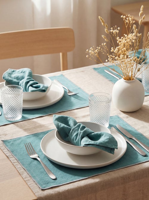 Lot de 2 sets de table/serviettes unis 2 en 1 32 x 40 cm - Kiabi Home - Kiabi