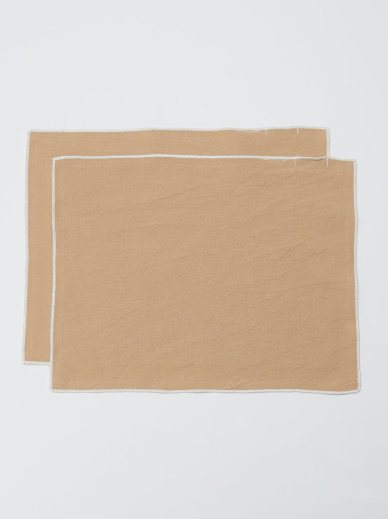 Lot de 2 sets de table/serviettes unis 2 en 1 (32x40 cm) - Kiabi Home Beige - Kiabi