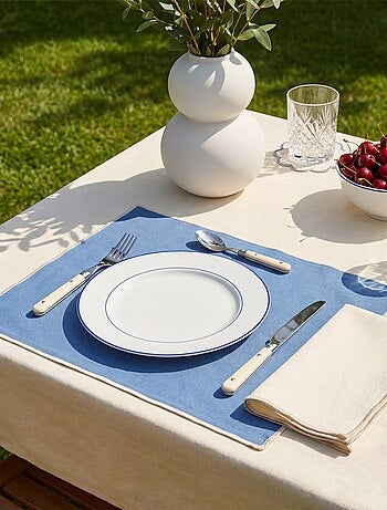 Lot de 2 sets de table/serviettes unis 2 en 1 (32x40 cm) - Kiabi Home