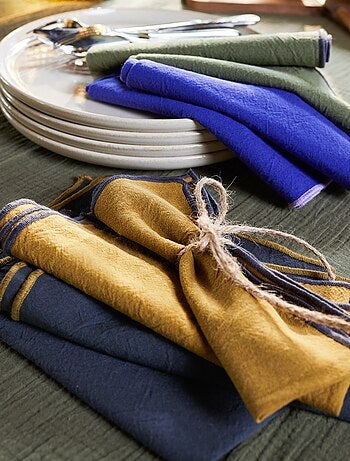 Lot de 2 sets de table/serviettes unis 2 en 1 (32x40 cm) - Kiabi Home