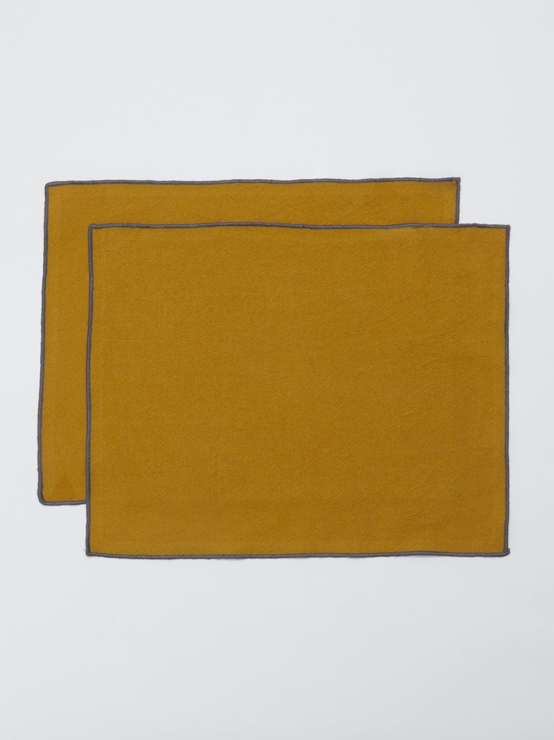 Lot de 2 sets de table/serviettes unis 2 en 1 (32x40 cm) - Kiabi Home Jaune moutarde - Kiabi
