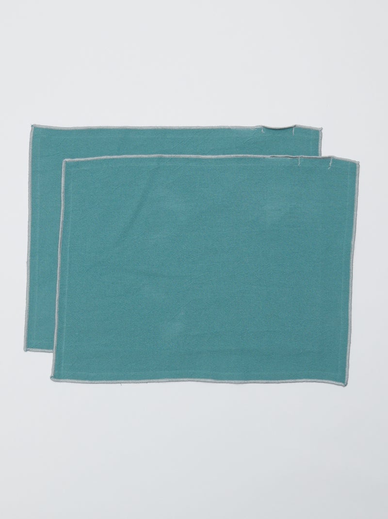 Lot de 2 sets de table/serviettes unis 2 en 1 (32x40 cm) - Kiabi Home Vert - Kiabi