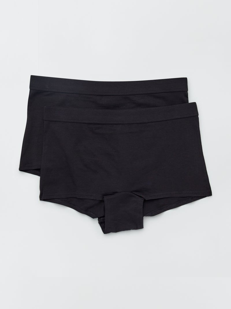 Lot de 2 shorties en coton noir - Kiabi
