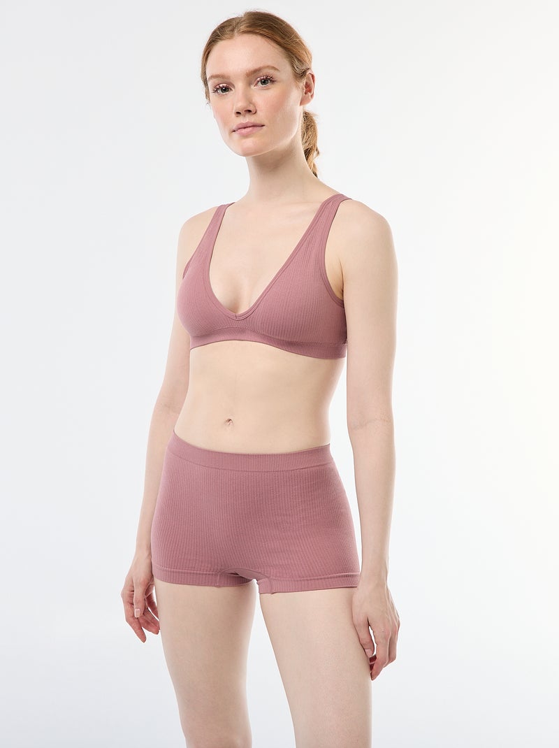 Lot de 2 shorties en maille côtelée Rose - Kiabi