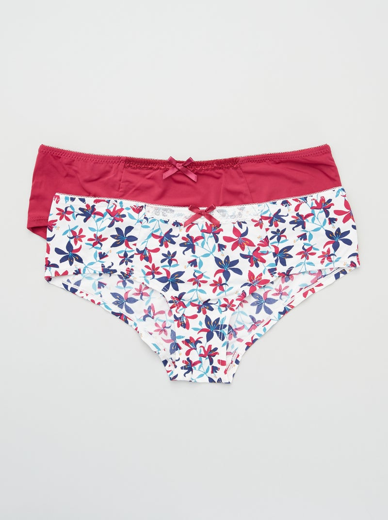 Lot de 2 shorties 'Envie de Lingerie' blanc/rose - Kiabi