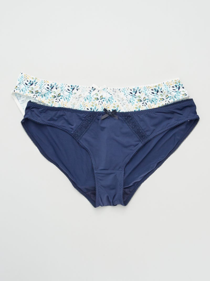 Lot de 2 shorties 'Envie de lingerie' Bleu marine/blanc - Kiabi