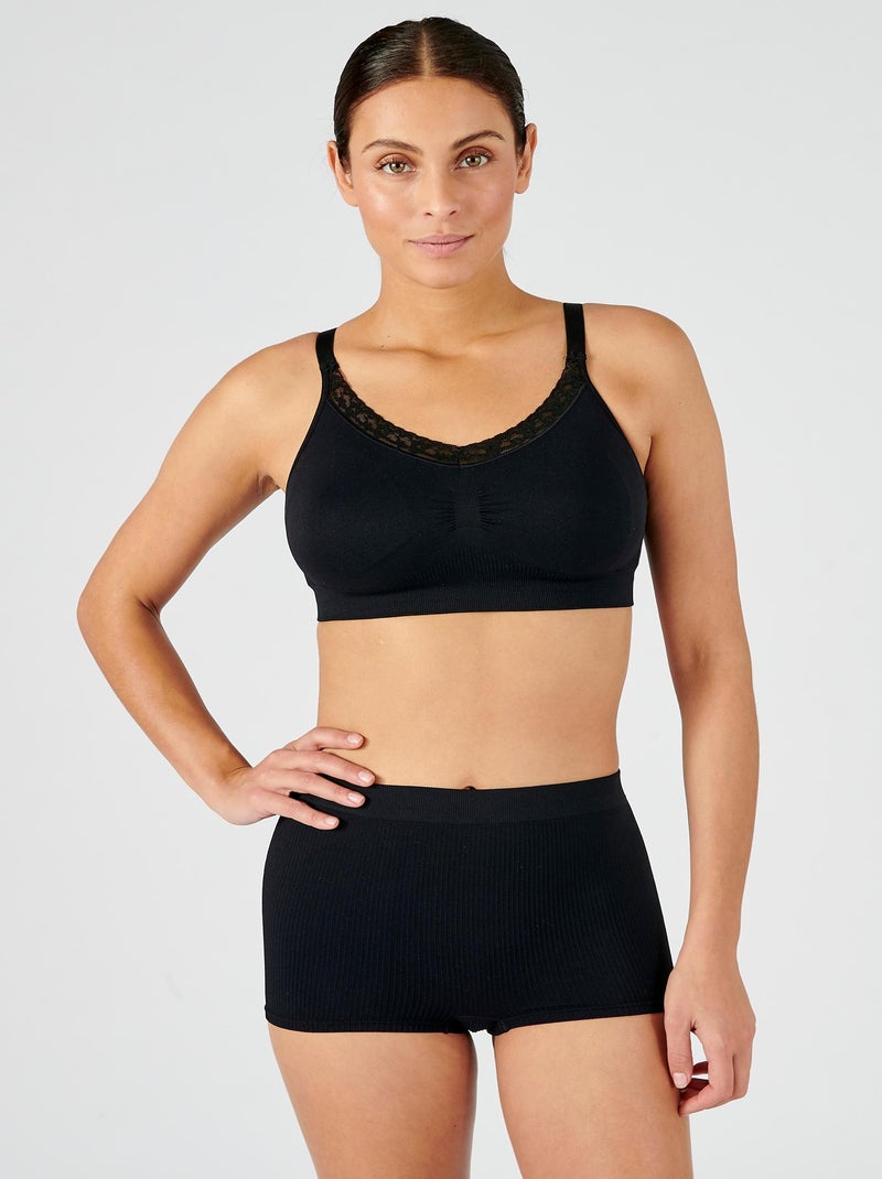 Lot de 2 shorties midi en maille - Damart Noir - Kiabi