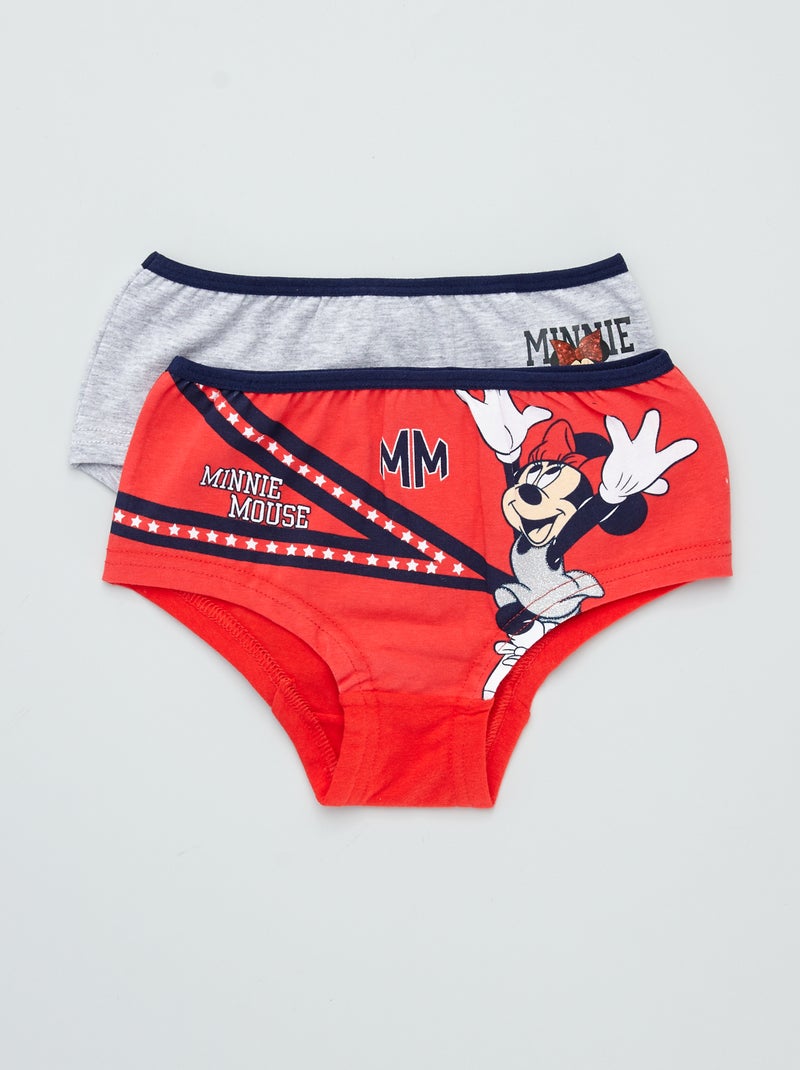 Lot de 2 shorties 'Minnie' gris/rouge - Kiabi