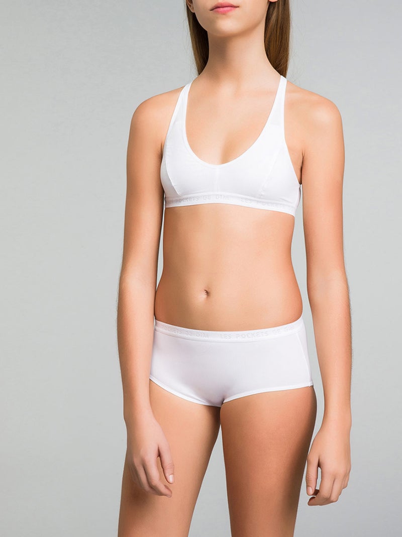 Lot de 2 Shorties polyamide élasthanne Pockets Micro Blanc - Kiabi