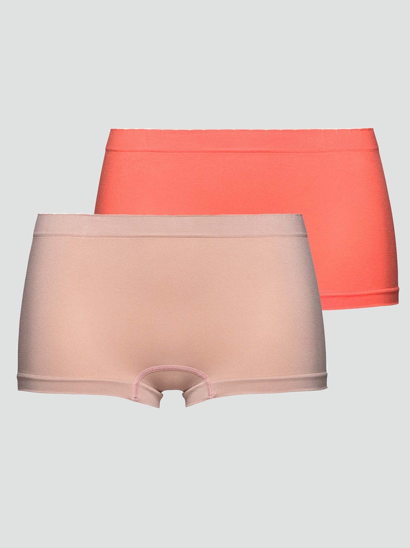 Lot de 2 shorties sans coutures 'Billet Doux' corail/taupe - Kiabi