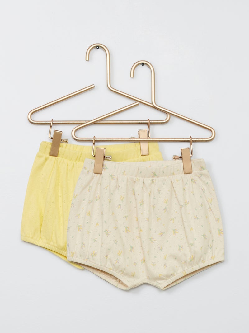 Lot de 2 shorts bloomers Blanc/Jaune - Kiabi