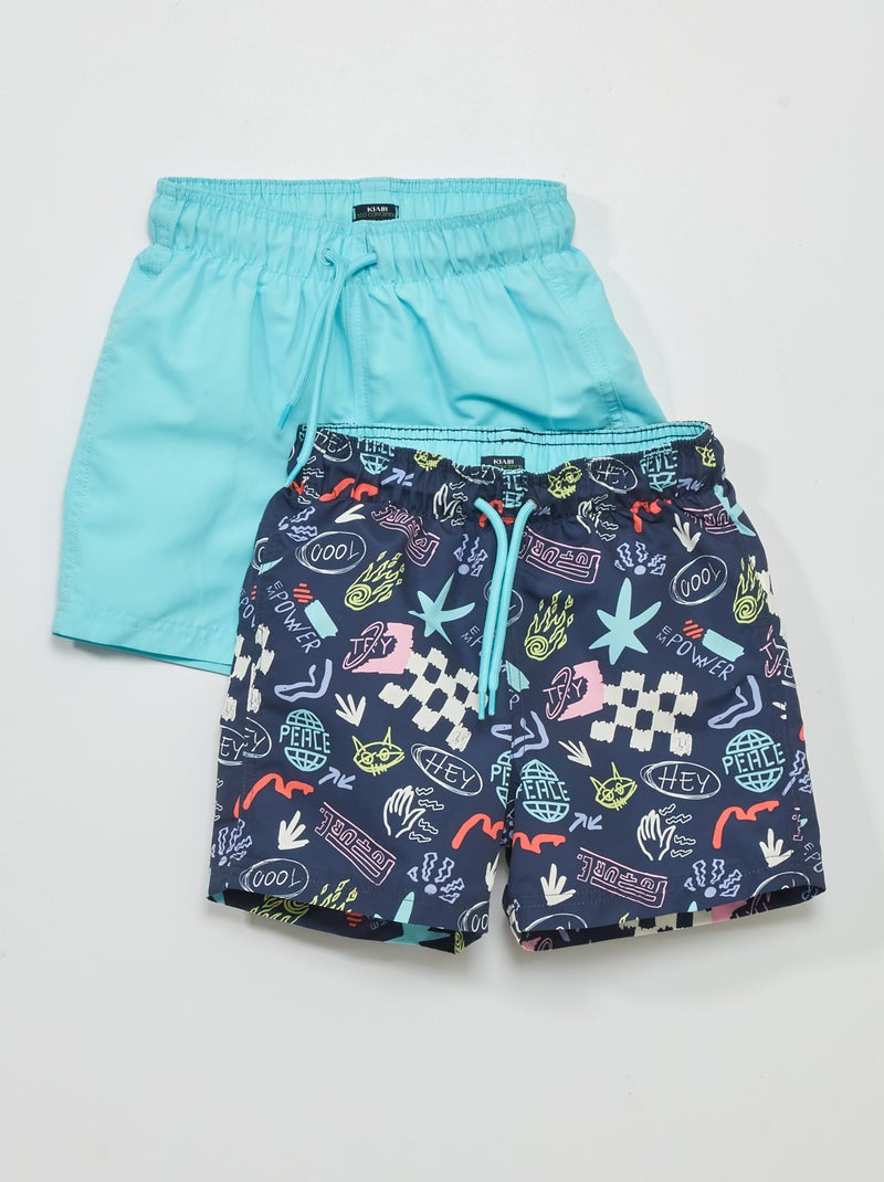 Lot de 2 shorts de bain Bleu - Kiabi