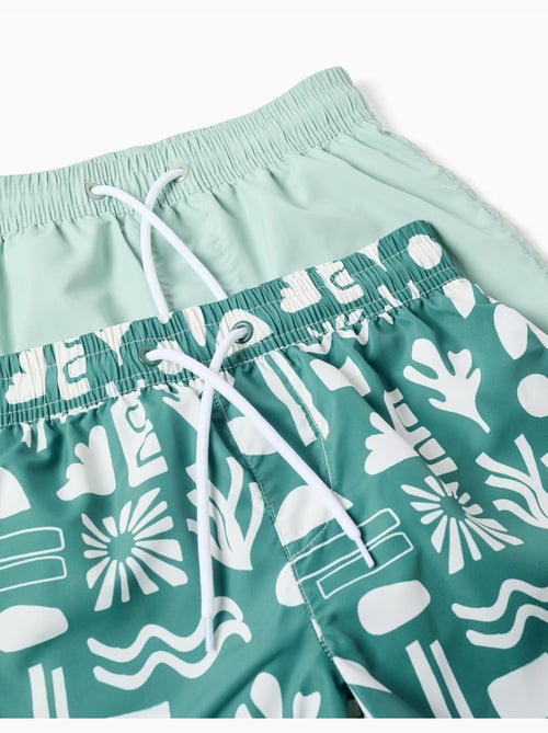 Lot de 2 shorts de bain unis/imprimés avec cordon de serrage - Kiabi