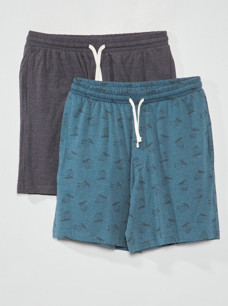 Lot de 2 shorts de pyjama Bleu/gris - Kiabi