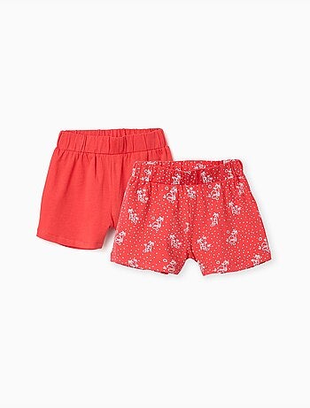 Lot de 2 shorts en coton unis et imprimés