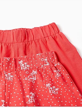 Lot de 2 shorts en coton unis et imprimés