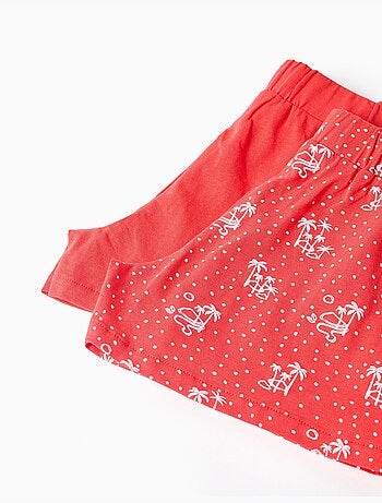 Lot de 2 shorts en coton unis et imprimés
