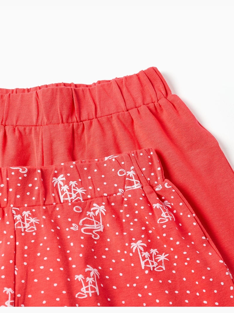 Lot de 2 shorts en coton unis et imprimés Rose - Kiabi